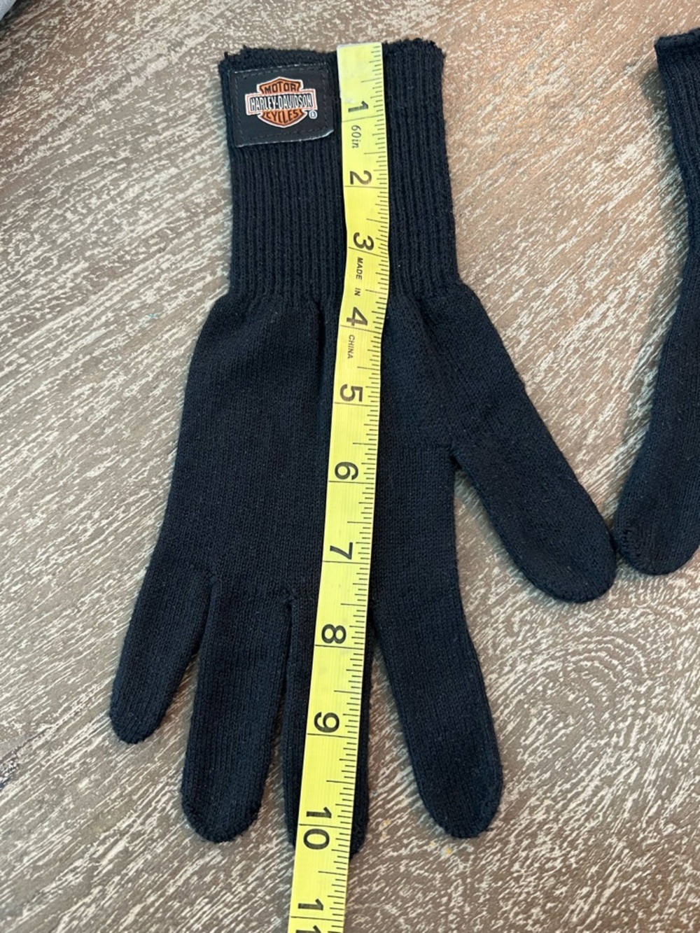 Harley-Davidson Black Knit Gloves with Logo Patch - Picture 2 of 5